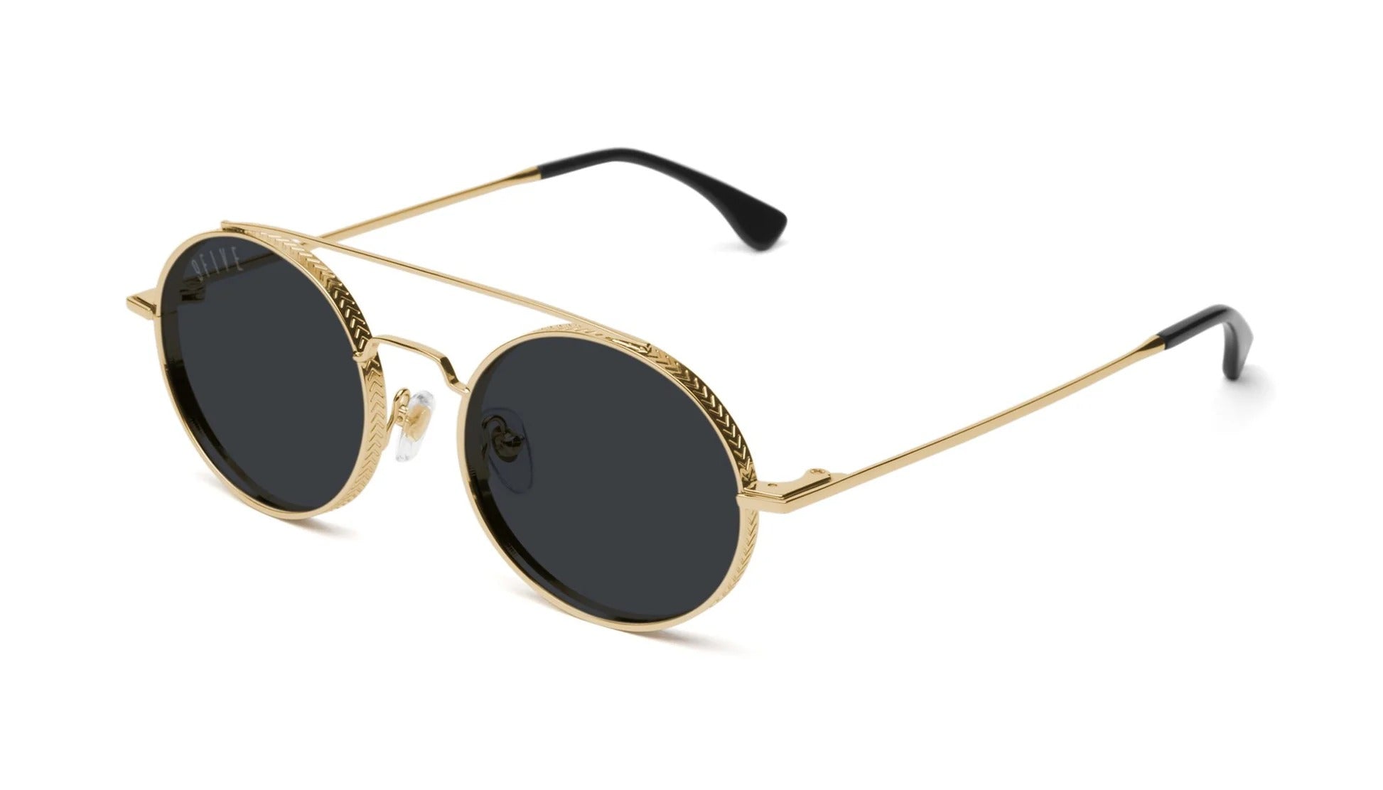 9FIVE 50-50 Gold Round Sunglasses