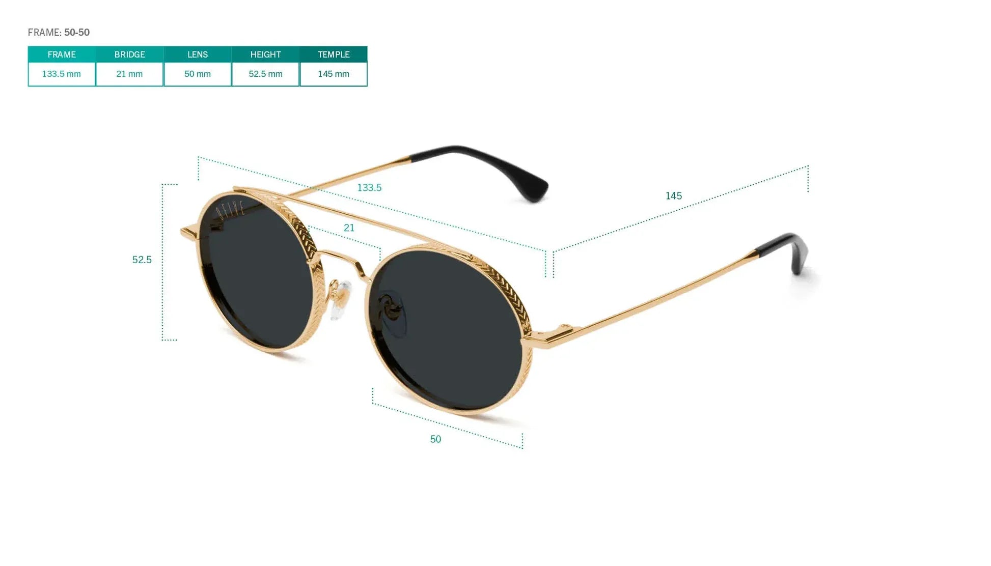9FIVE 50-50 Gold Round Sunglasses