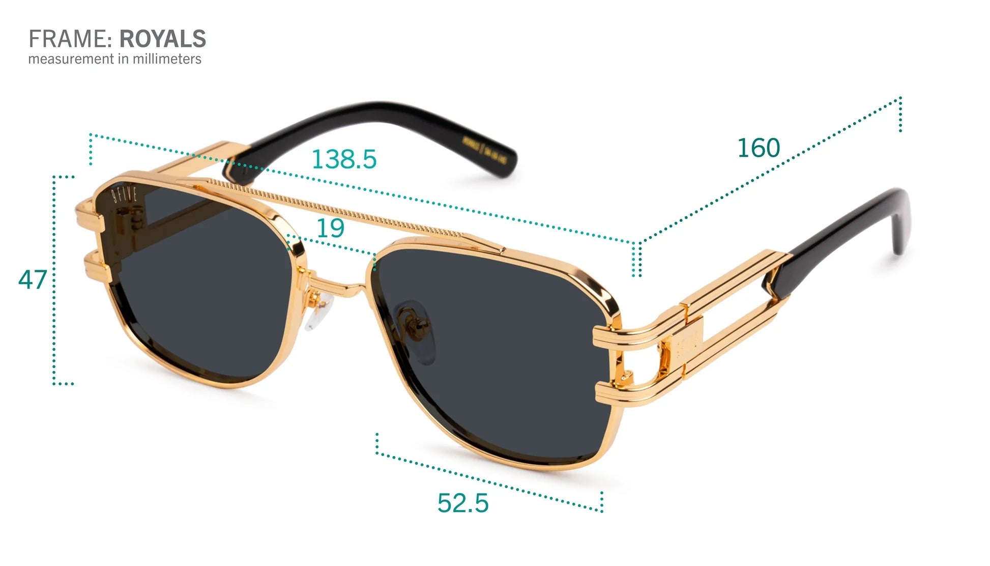9FIVE Royals Black & Gold Sunglasses