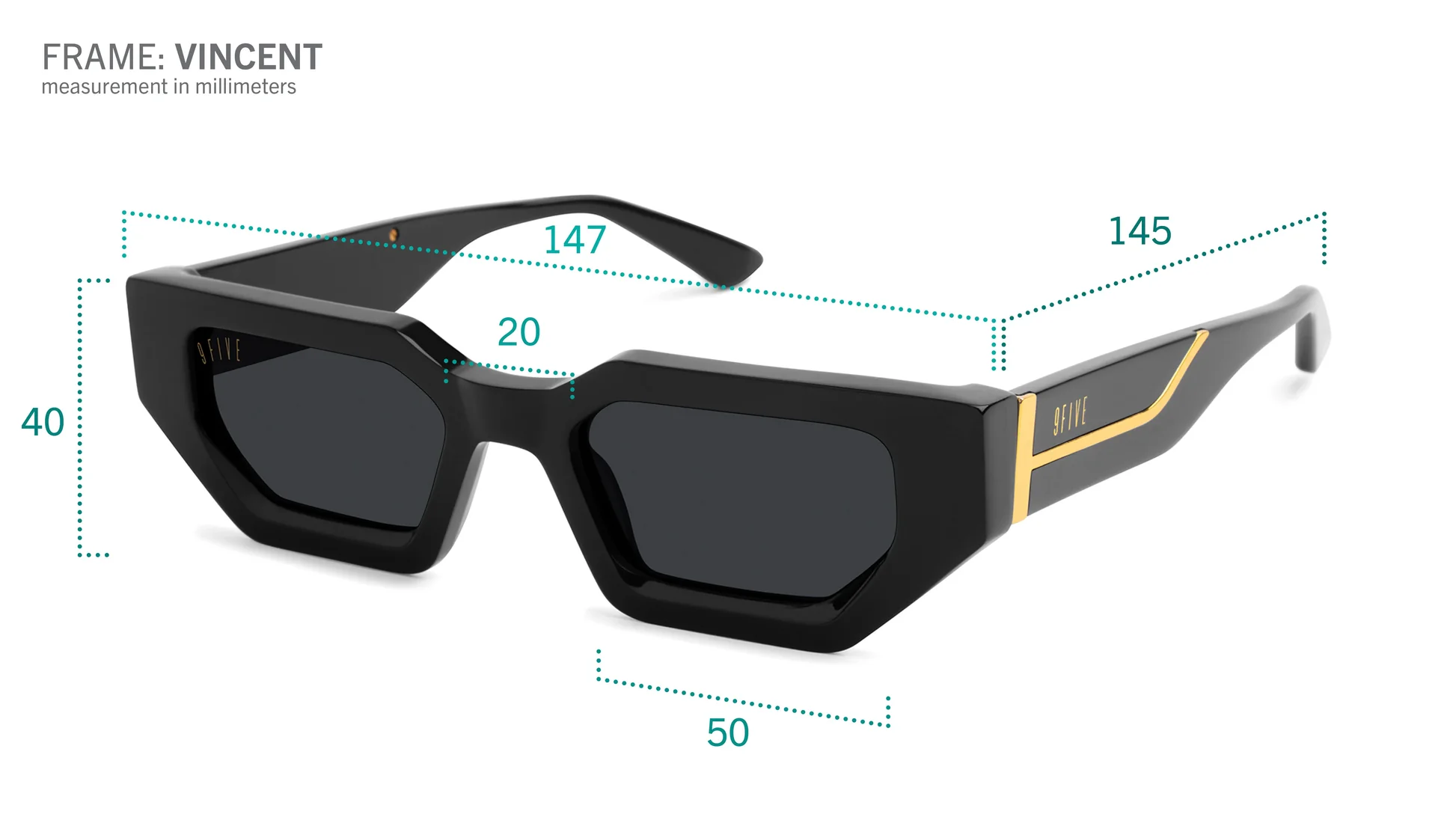 9FIVE Vincent Black & Gold Sunglasses